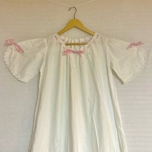 Antique/ Vintage Edwardian Lawn Dress Scalloped Sleeves Ribbon Detailing